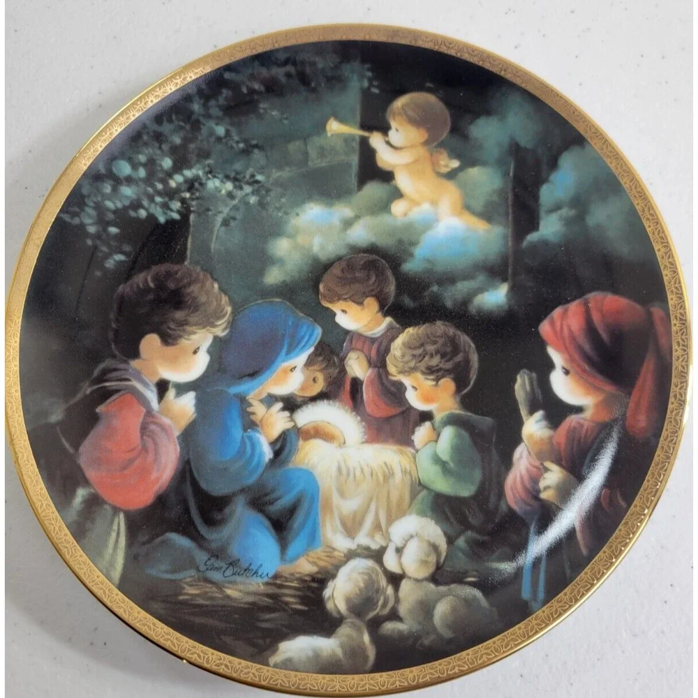 Hamilton Collection Precious Moments Come‎ Let Us Adore Sam Butcher Plate 7.5